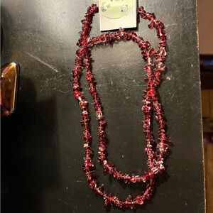 Red Bead Chip Necklace Set - Women Jewelry